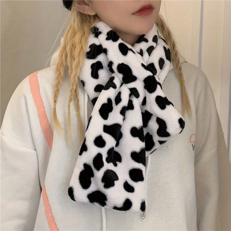 Men Accessories For Neck - 1pc 1pcs Winter Warm Cow Print