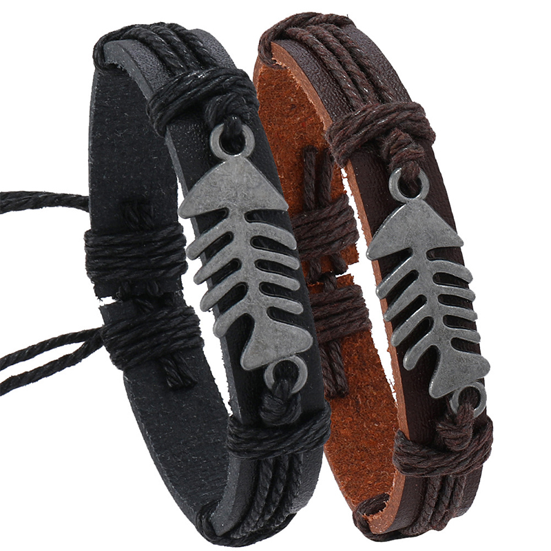 Trendy Retro Leather Woven Fis - đánh giá và giá Men Accessories Pk