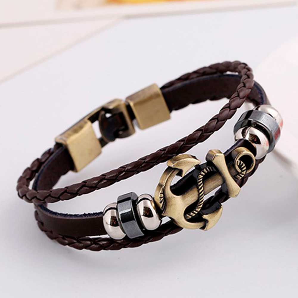 Vintage Đa Lớp Da Bện Vòng Tay - đánh giá và giá Men Accessories Pk